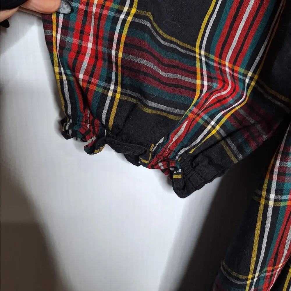 J. Crew Tartan Plaid Midi Dress Smocked Cotton Cottagecore XXL 2X Academia